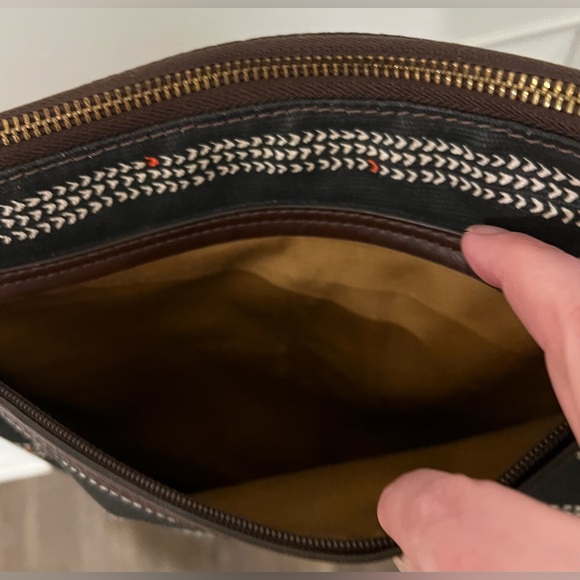 FOSSIL Fiona Crossbody Bag Black White Geometric Pattern Brown Leather Strap - Picture 9 of 15